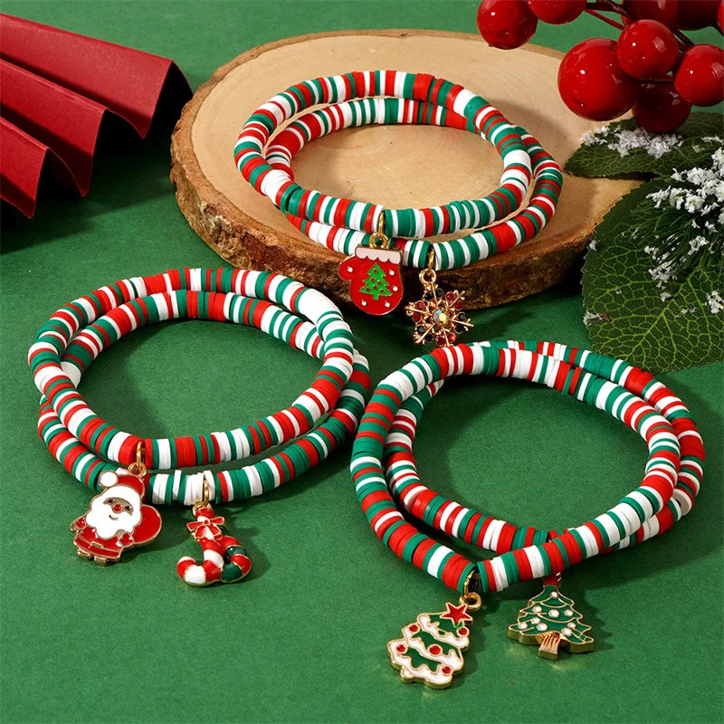 Braccialetto pendente in argilla polimerica per Natale, festa di Capodanno, accessori per le vacanze