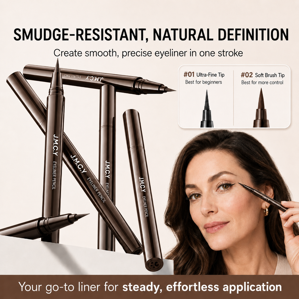 Stylo eyeliner de précision waterproof pour une définition douce et naturelle