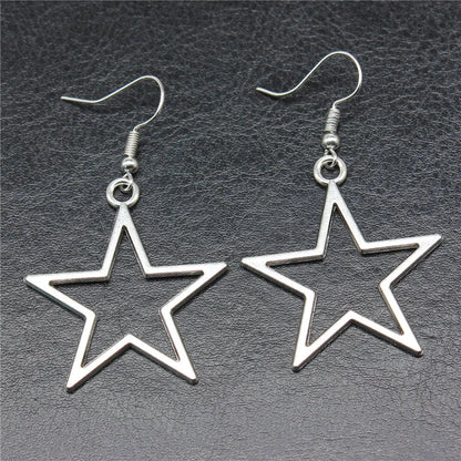 Boucles d'oreilles pendantes antiques étoile creuse au design simple