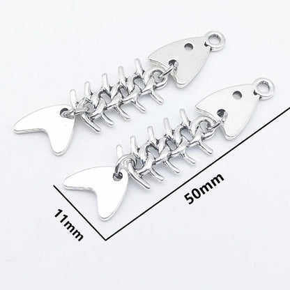 Boucles d'oreilles en os de poisson faites à la main, design simple, couleur argent antique
