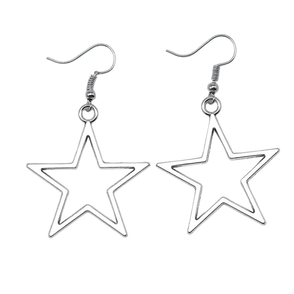 Boucles d'oreilles pendantes antiques étoile creuse au design simple