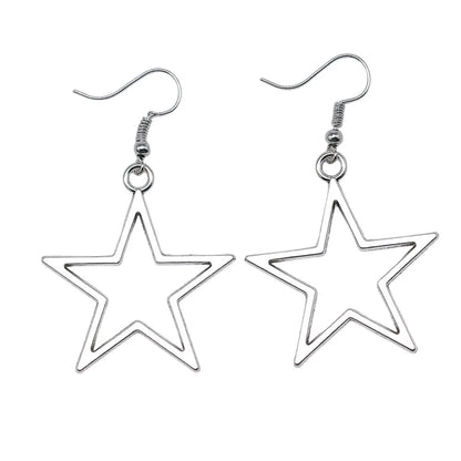 Boucles d'oreilles pendantes antiques étoile creuse au design simple