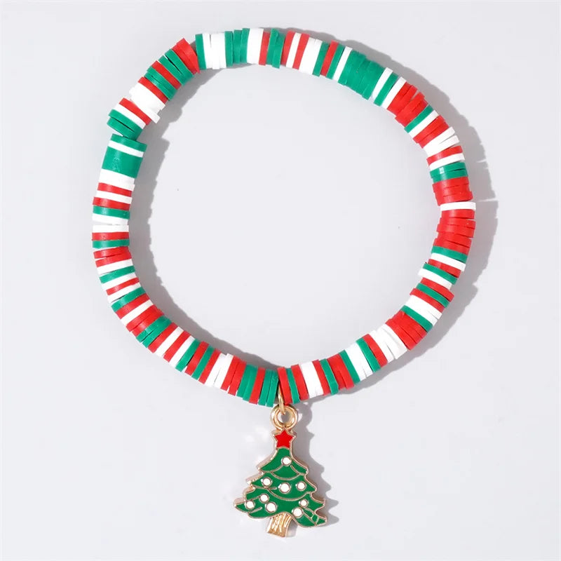 Braccialetto pendente in argilla polimerica per Natale, festa di Capodanno, accessori per le vacanze